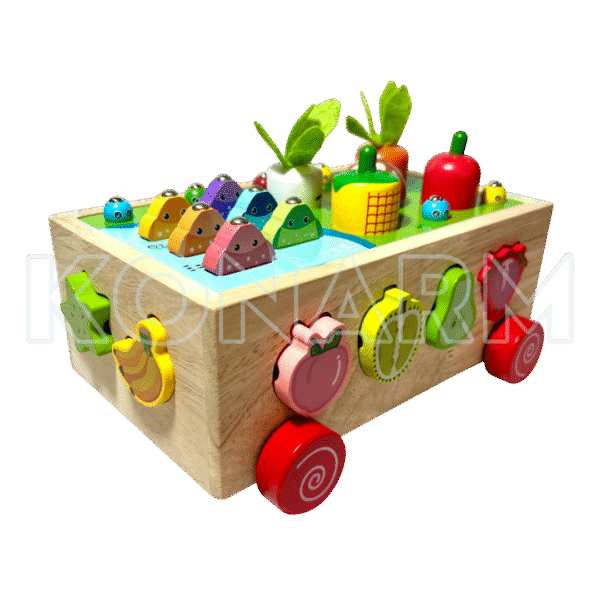 Carrito Didáctico de Madera Montessori Frutas & Verduras 4 en 1 - Imagen 2