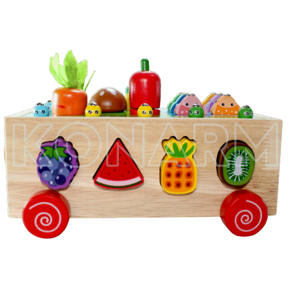 Carrito Didáctico de Madera Montessori Frutas & Verduras 4 en 1 - Imagen 3