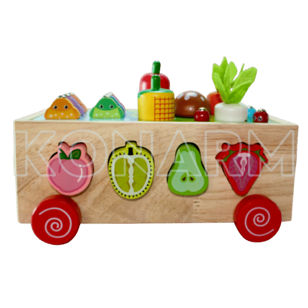 Carrito Didáctico de Madera Montessori Frutas & Verduras 4 en 1 - Imagen 4