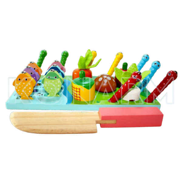 Carrito Didáctico de Madera Montessori Frutas & Verduras 4 en 1 - Imagen 7