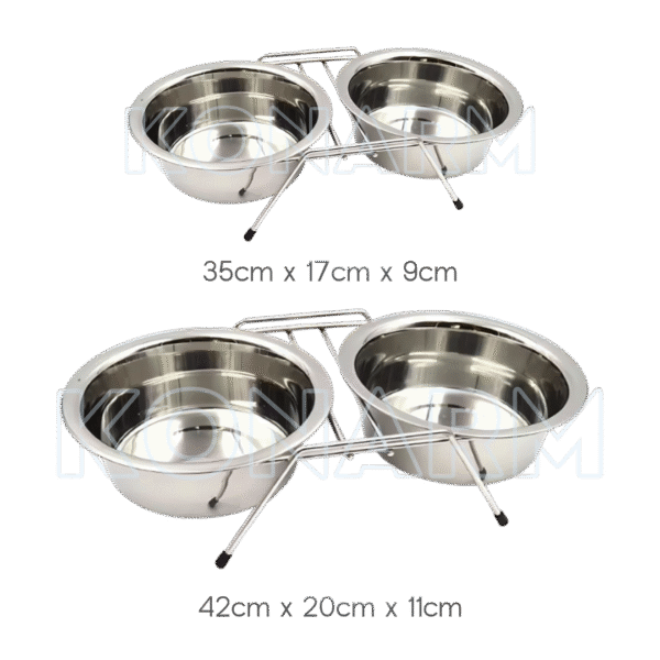 Bowl doble elevado de acero inoxidable para mascota perros & gatos