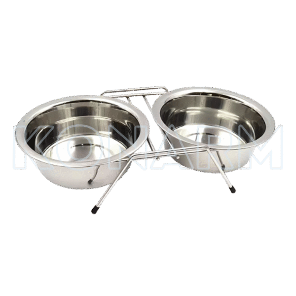 Bowl doble elevado de acero inoxidable para mascota perros & gatos - Imagen 2