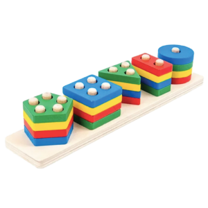 juguetes apilable geométrico Juego de madera – 5 formas geométricas
