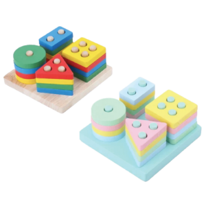 juguetes apilable geométrico Juego de madera – 4 formas geométricas