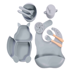 Plato vajilla de Silicona para alimentar al bebe colores surtidos