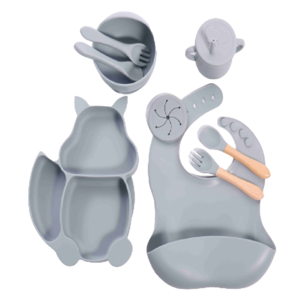 Plato vajilla de Silicona para alimentar al bebe colores surtidos