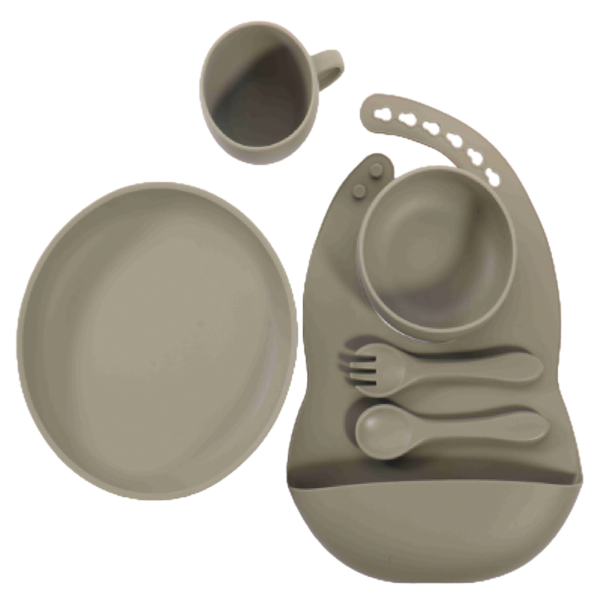 Plato vajilla de Silicona para alimentar al bebe colores surtidos