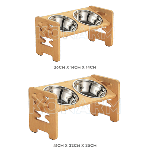 Comedero Elevado de Madera con Doble Plato