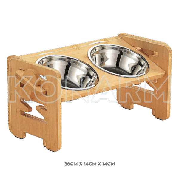 Comedero Elevado de Madera con Doble Plato - Imagen 2