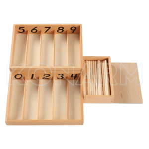 Caja de Husos Numéricos Caja Montessori de Números y Conteo