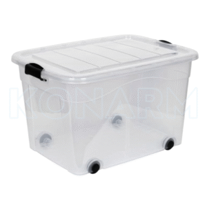 Canasta Organizadora Transparente con Tapa y Ruedas