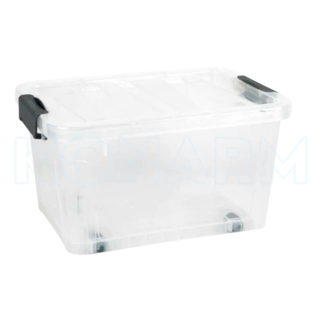 Canasta Organizadora Transparente con Tapa y Ruedas - Imagen 2