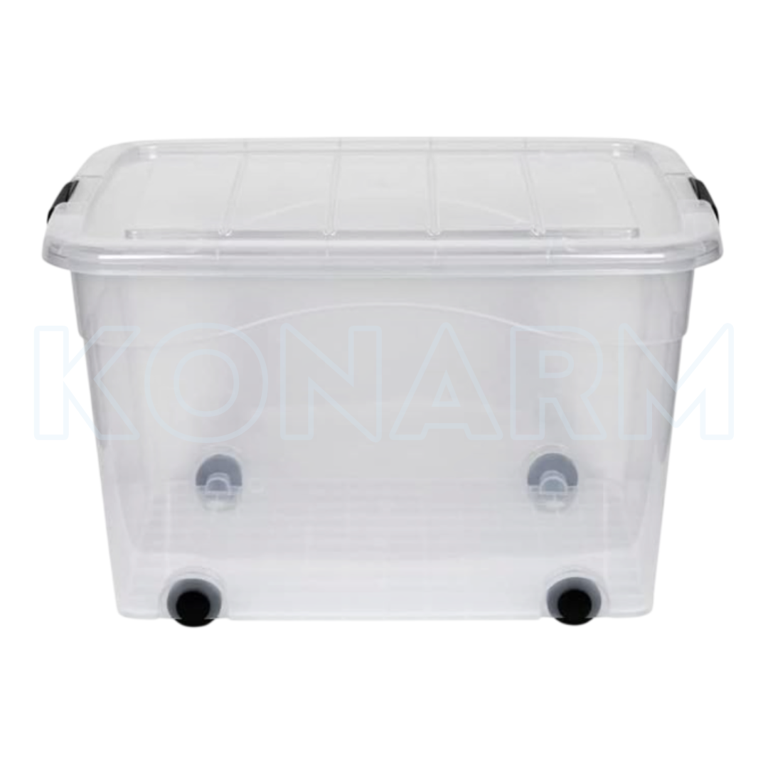 Canasta Organizadora Transparente con Tapa y Ruedas - Imagen 3