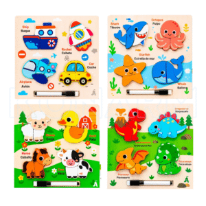 Juego Encaje Con Pizarra Infantil Madera 2 En 1 Montessori