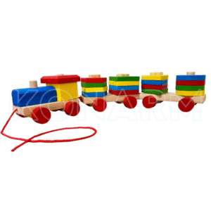 Tren de Madera con Encajes Geométricos